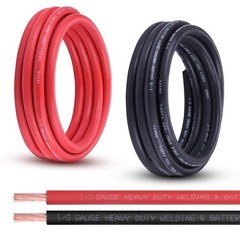 1/0 Gauge Battery Cable, 15ft Red + 15ft Black 1/0 Awg Pure Copper Wire Welding