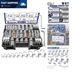 222pcs Stainless Steel Hose Clamps Assortment Kit 1/4-2-3/4 inch Worm Gear Au…