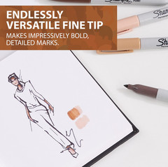 Permanent Markers Portrait Colors Fine Point Assorted 12 ct, Skin Tone Shades US