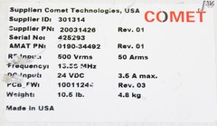 32645 COMET AUTOMATCH, 13.56MHZ, 500VRMS, 301314, AMAT 0190-34492 20031426