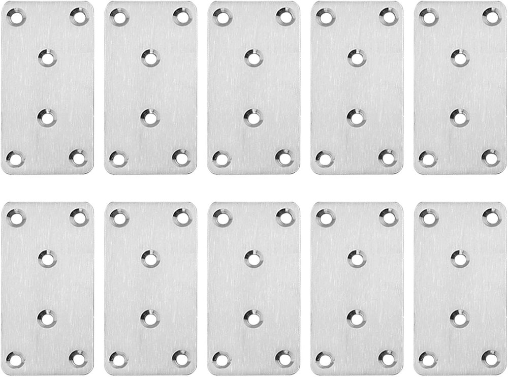 10Pcs Metal Flat Brackets for Wood, 80 × 40 × 1.75Mm Heavy Duty Stainless Steel