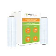 4 Rolls Hand Stretch Plastic Film Shrink Pallet Wrap 17″ X 1476 FT