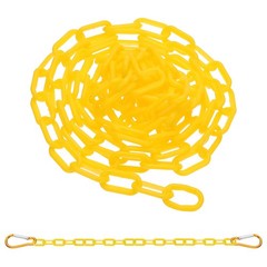 2Pcs Total 20Ft Plastic Safety Barrier Chain 4 Hooks, Yellow