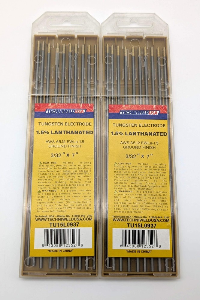 Techniweld Tungsten Electrodes 3/32″ x 7″ TU15L0937 1.5% Lanthanated Pack of 20