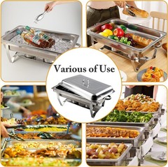 6 Pack Stainless Steel Chafer Chafing Dish Sets Catering Food Warmer 8 QT