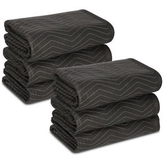 6 Pack Moving Blankets 80″ x 72″ Pro Economy Black Shipping Furniture Pads