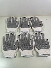 Dotted String Knit Gloves Both Sides Black PVC Dots (12 Pairs) Gloves L