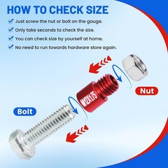 52Pcs Nut and Bolt Thread Checker 24 Metric + 28 SAE Inch Thread Gauge Set, Deta