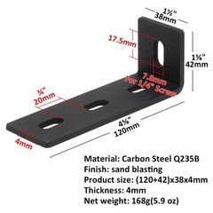 10 Pcs Slotted L Right Angle Bracket 4-5/8″ x 1-1/2″ x 1-5/8″ 9 Gauge Steel