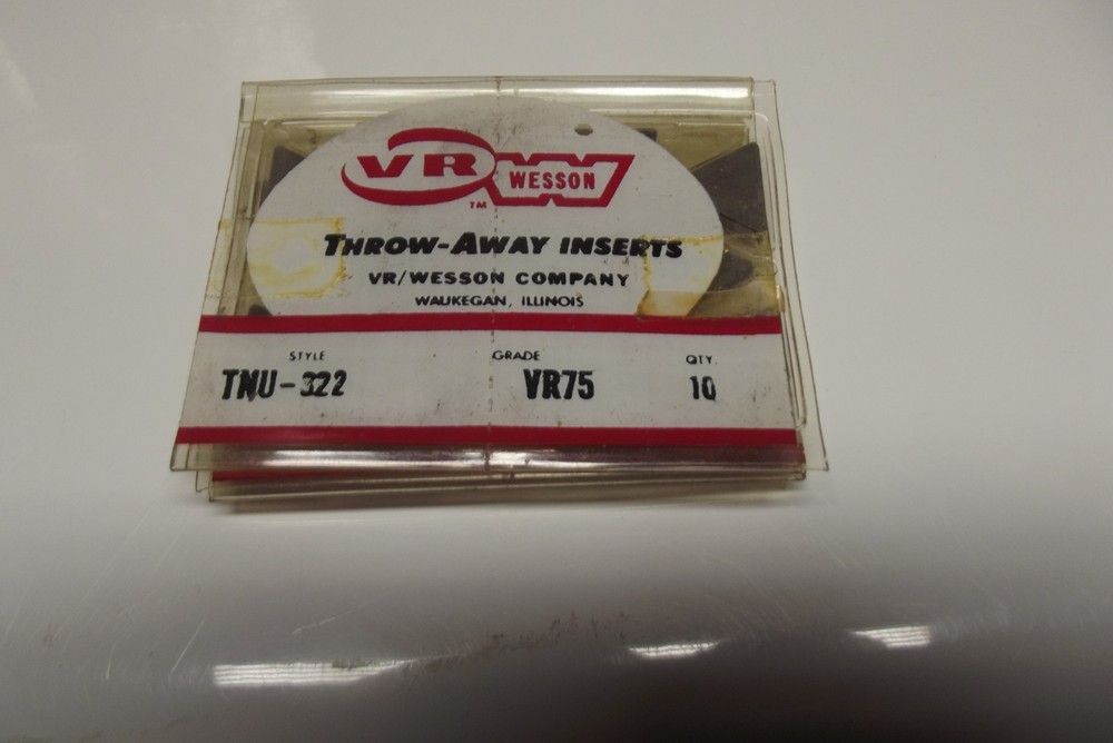 Qty. 10 VR Wesson TNU-322 Grade VR75 Carbide Inserts NEW PACK LOOK
