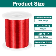 42 AWG Magnet Wire Enameled Copper Wire 8 oz Magnetic Coil Wire 155C(311F)