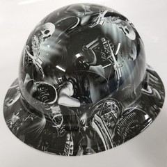 full brim hard hat custom hydro dipped IN RIDE OR DIE OUTLAW BIKER