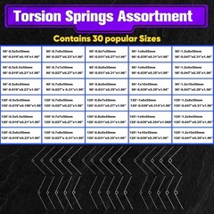 120Pcs Torsional Springs Assortment Kit, Stainless Steel, 30 Sizes for Repairs