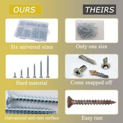 209-Piece Wood Screws Assortment Kit with Phillips Drive and Various Sizes