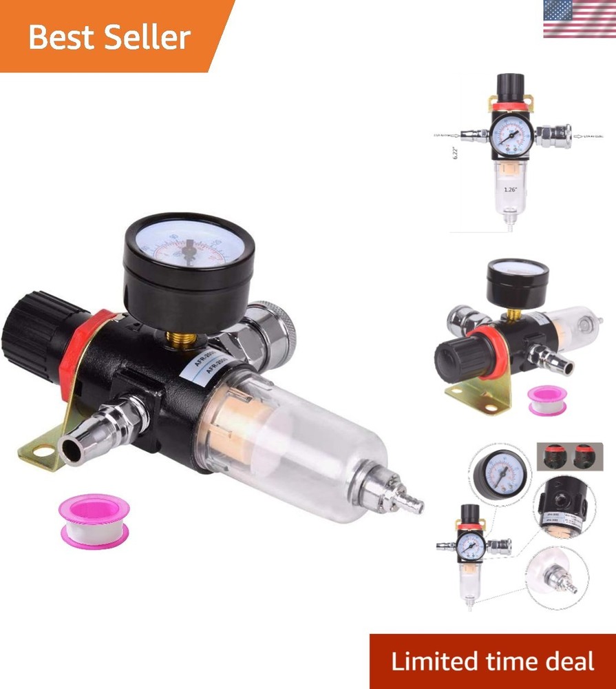 Efficient 1/4″ BSP Air Filter & Regulator – Maximum 130 PSI & Easy Installation