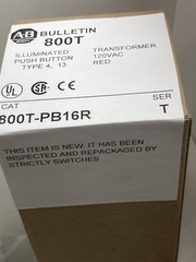 ALLEN BRADLEY 800T-PB16R PUSHBUTTON RED 1NO/1NC XFMR ILLUMINATED SER T NIB