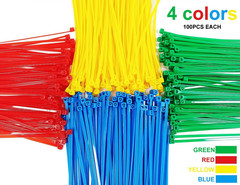 400Pack 8 Inch Multi Colors Heavy Duty Cable Zip Ties for Indoor and Outdoor Use