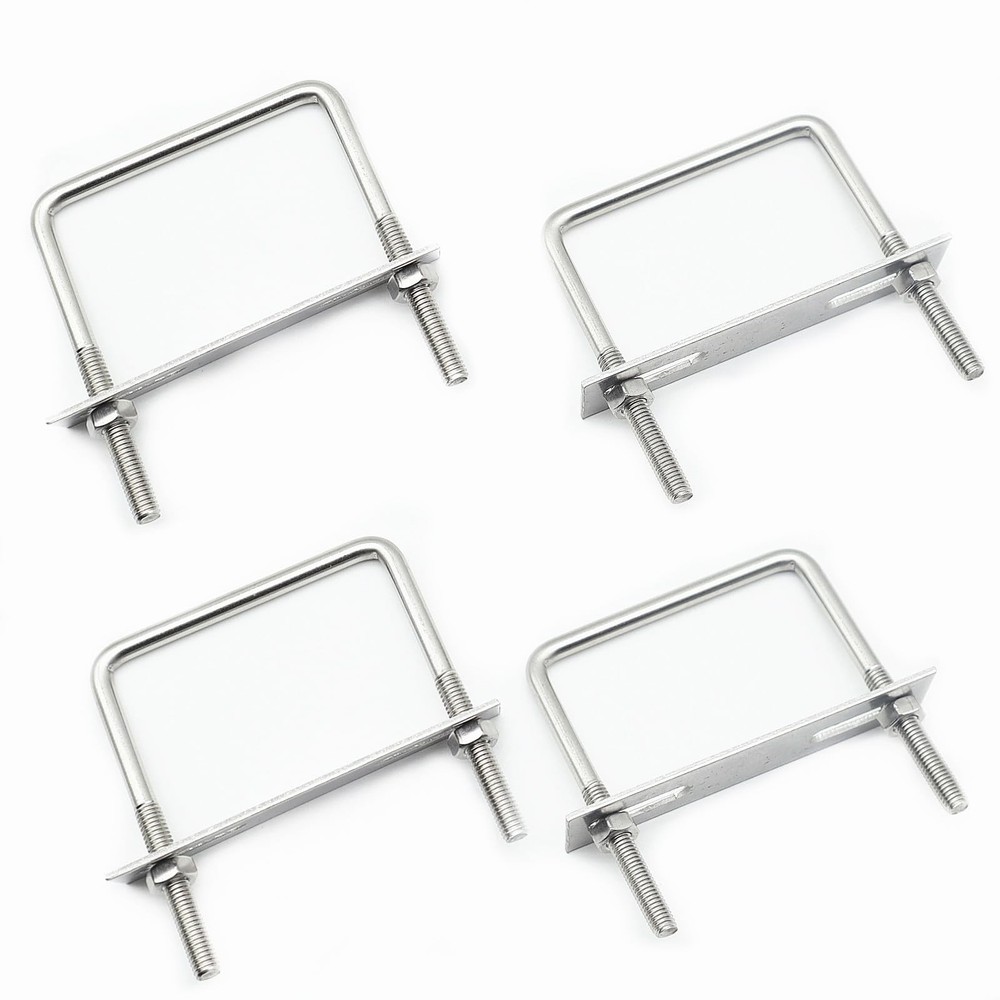 Stainless Steel Square U Bolt Clamp, Square Tube Clamps with Nut and Plate for B