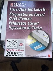 Maco ML3000Laser/Ink Jet Address Labels 1 X2 5/8 20 100 Sheets