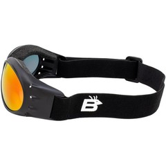 Birdz Eyewear Red Baron Motorcycle Aviator Goggles Black Padded Frame Clear