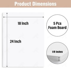 Golden State Art Acid 5 Pack 18X24 White Foam Boards Foam Core Poster Board 1/8