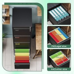 4 Drawer File Cabinet with Lock Metal Vertical Filing Cabinet for Office Home