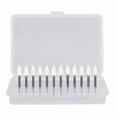 Dental White Stone Flame Mounted Polishing Burs- FG 12/pks Abrasion Point Bur