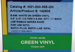 Brady 142805 BMP21 Series Indoor/Outdoor Vinyl Labels M21-500-595-GN