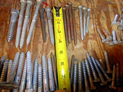 Lot Of Heavy Duty Lag Bolts VARIOUS Sizes Most New Some Used total of 6 pounds