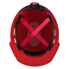 BOLT Red Type 1 Class C Front Brim Vented Hard Hat with 4 Point Ratcheting Suspe