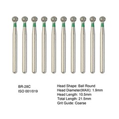 Multi-Use Dental Diamond Burs FG Round Diamonds Coarse Grit BR-28C High Speed