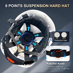 Construction Safety Helmet ABS Hard Hat Adjustable Ventilation System Hardhat…