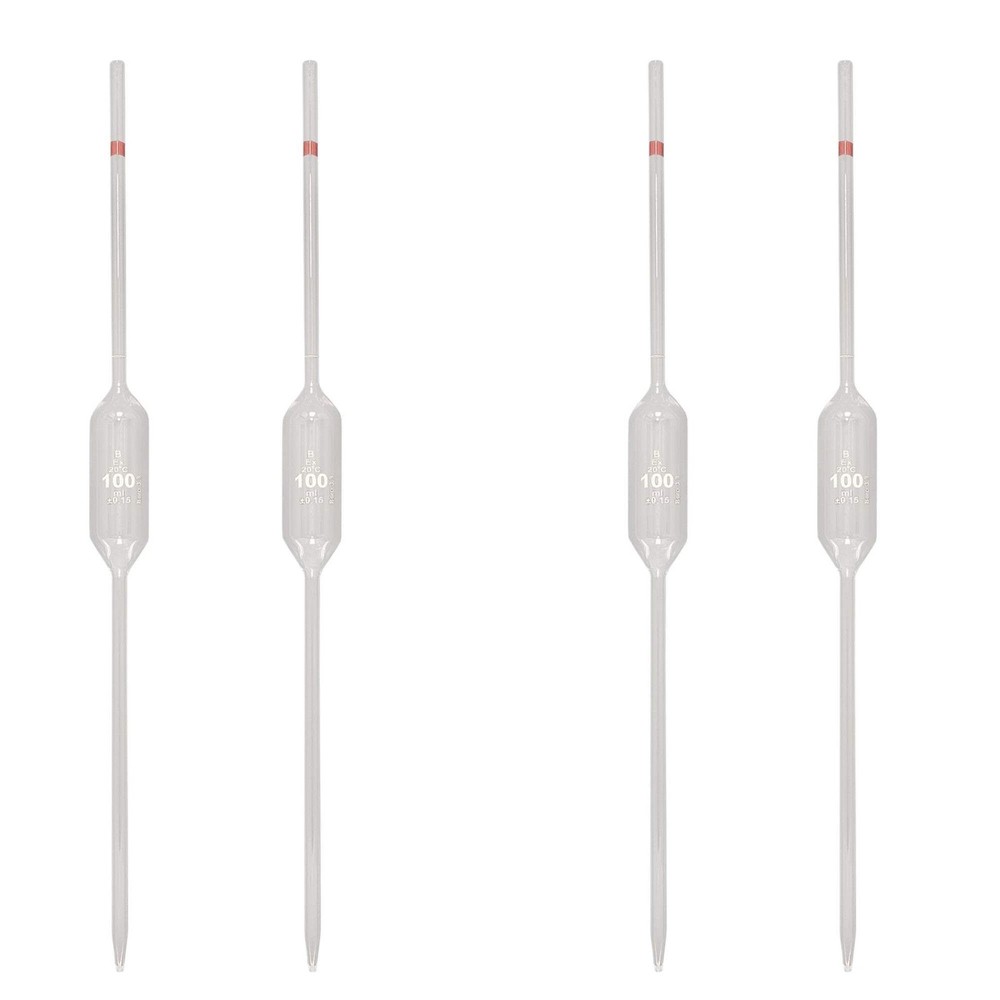Volumetric Pipette, 100ml Capacity. Pack of 4.