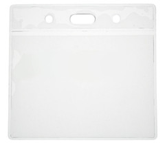 Clear ID Vinyl Pouch Card Badge Pass Wallet Visitor Holder & Metal Clasp Clip