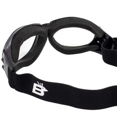 Red Baron Motorcycle Aviator Goggles Black Padded Frame with Anti-fog Clear Lens