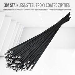 Metal Zip Ties black 100pcs 11.8 inch 304Stainless steel Epoxy Coated Cable T…