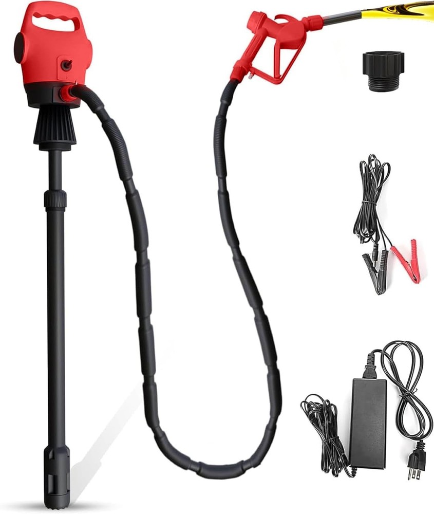 Electric Drum Pump, 120V AC / 12V DC Barrel Pump, 5 GPM Flow Rate, 33.5″-49″ Tel
