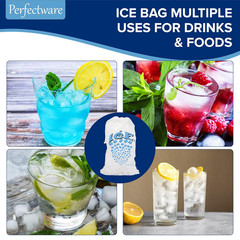 – 10lb Drawstring Ice Bags w/Cotton String Handle- Pack of 50ct