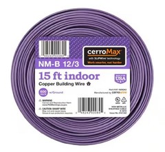 Cerrowire 15 ft. NM-B 12/3 Purple Solid CerroMax SLiPWire Copper Electrical Wire