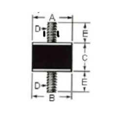 4 Rubber Vibration Isolator Mounts(1-1/4 Dia x 3/4 Thk) 5/16-18 x 3/4″ Long Stud