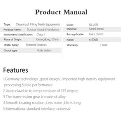 Dental 20° Straight Head Surgical Operation Handpiece External Water Spray BJ
