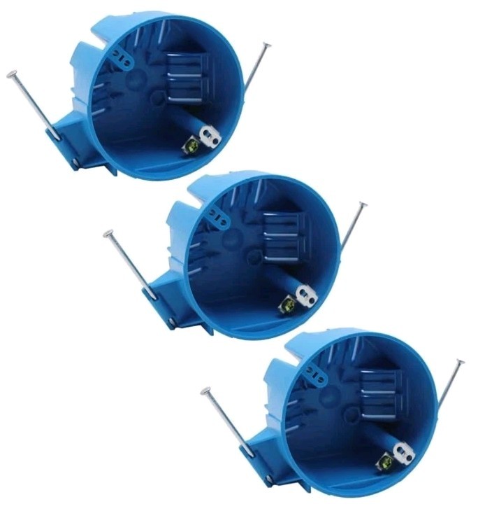 20 cu. in. 1-Gang New Work Round Ceiling Electrical Box,Nail-On, PVC, Pack Of 3