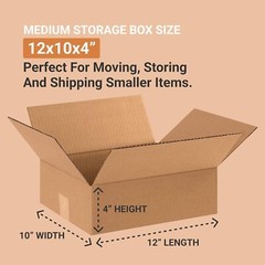 12 x 10 x 4 Shipping Boxes Moving Boxes Corrugated Kraft 25/Bundle 25/Pack