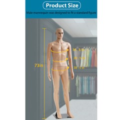 Male Mannequin Full Body Dress Form Sewing Dress Model Mannequin Stand 73 inch