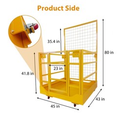 43 x 45 inches Forklift Safety Cage Forklift Basket 1400 lbs Capacity Safety