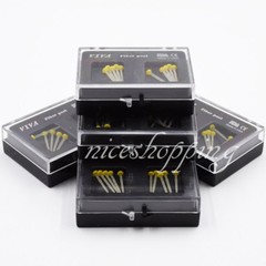10 Pcs 1 Pack Dental Resin Screw Thread Quartz Fiber Post & 1 Drill Yellow 1.4