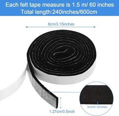 4 Rolls 1/2 X 240 Inch Felt Strips with Adhesive Backing Furniture Felt Tapes Se