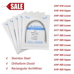 10 Packs/100pcs Dental Orthodontic Stainless Steel Rectangular Arch Wires Ovoid