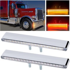 2Pcs 12″ Clear Lens Red/Amber LED Combo Dual Face Truck Semi Trailer Light Bars
