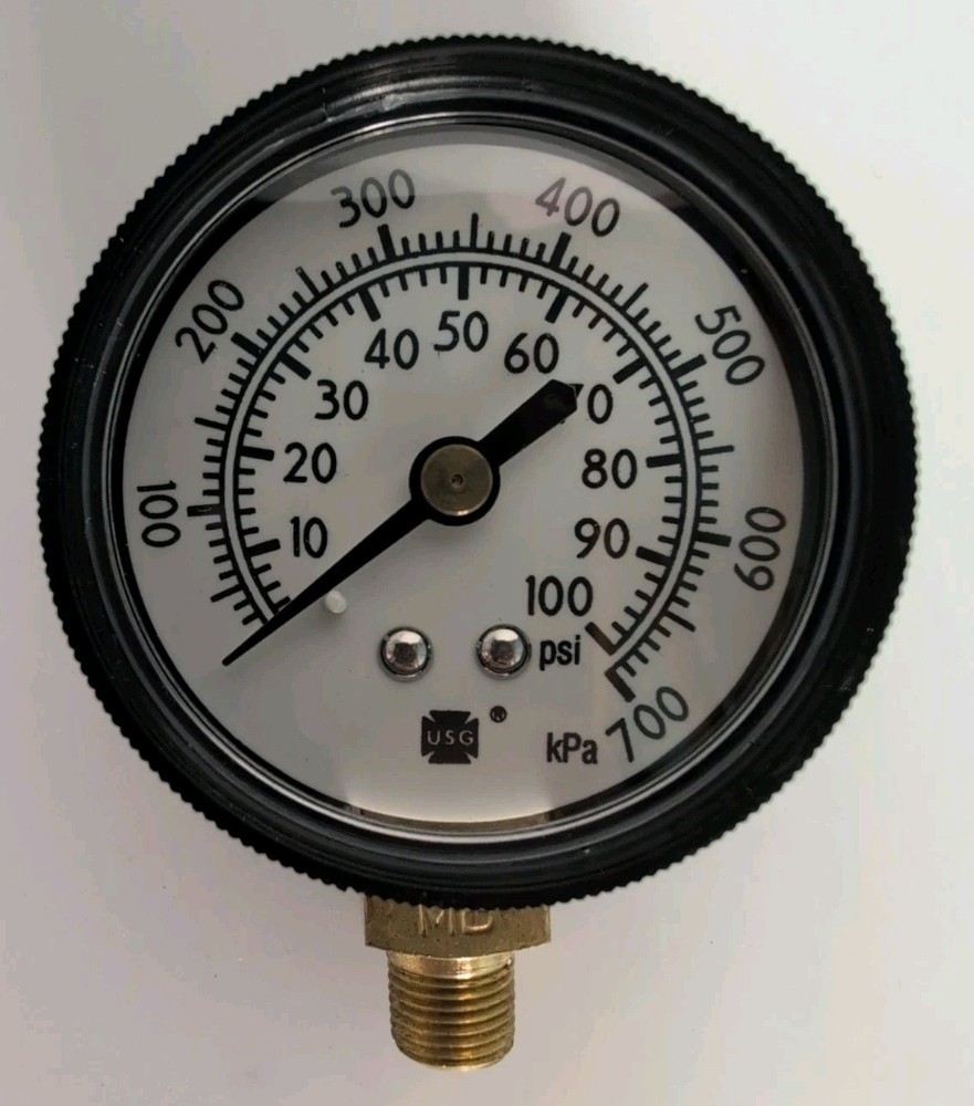 Pressure Gauge 0-100 psi (700 kPa) With 1/8 NPT Connection. Ametek USG, New…